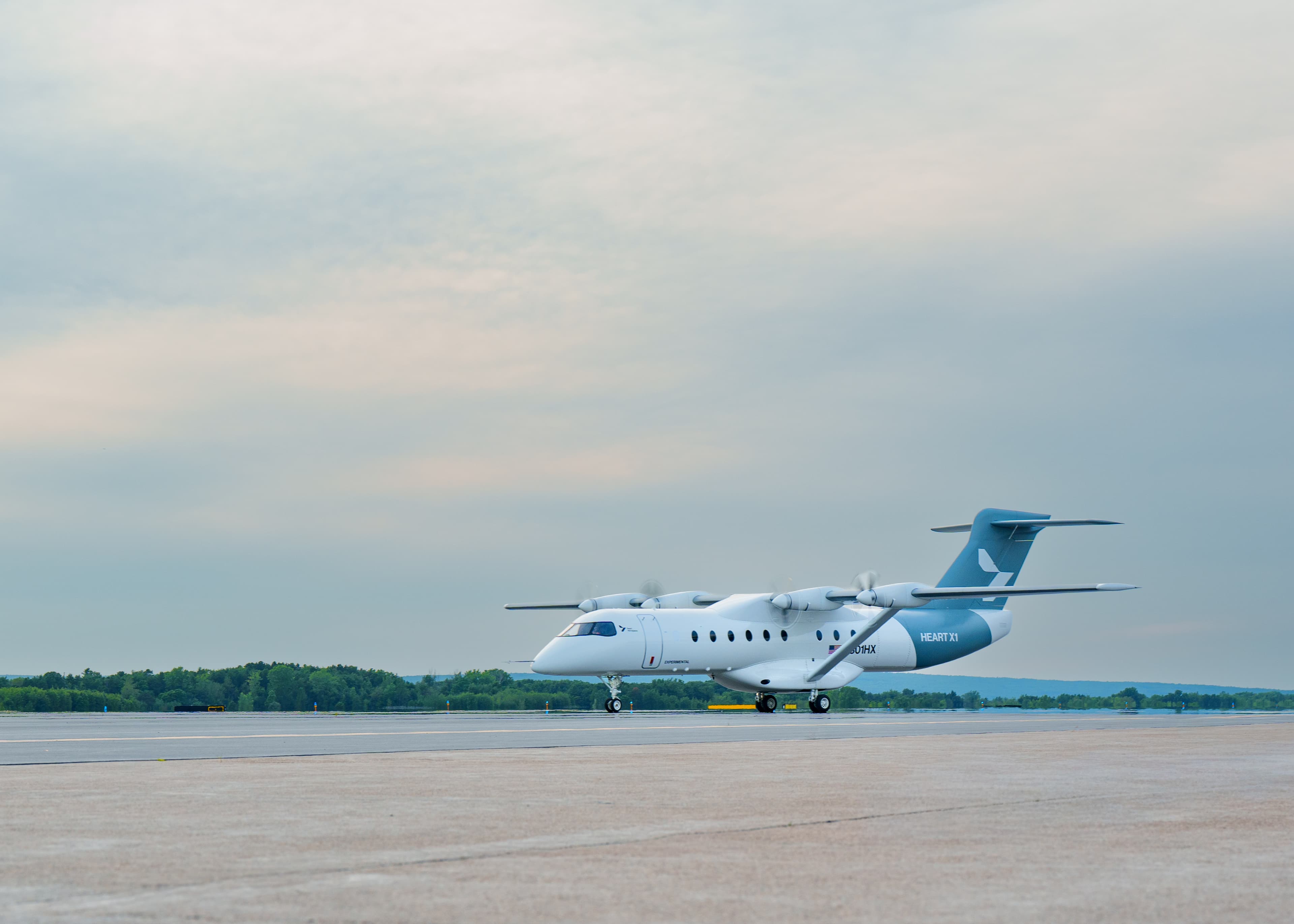 Heart X1 demonstrator awaiting taxi on apron